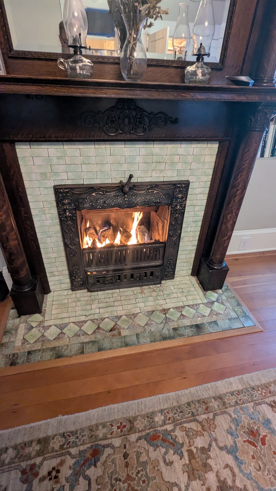 Beautifully installed gas fireplace burning in a Western Washington home — Puget Sound Gas