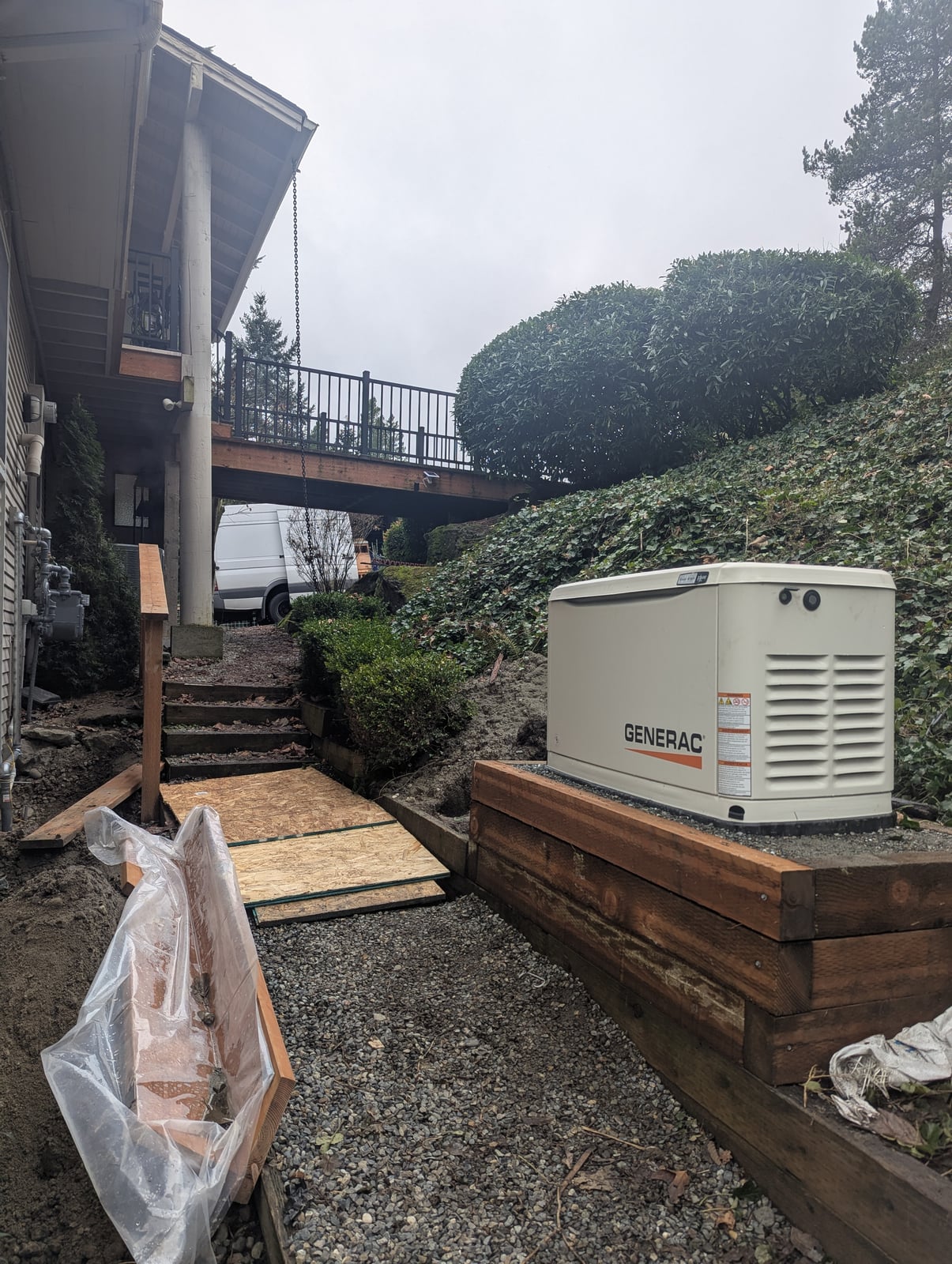 Completed Generac standby generator with dedicated gas line installed by Puget Sound Gas