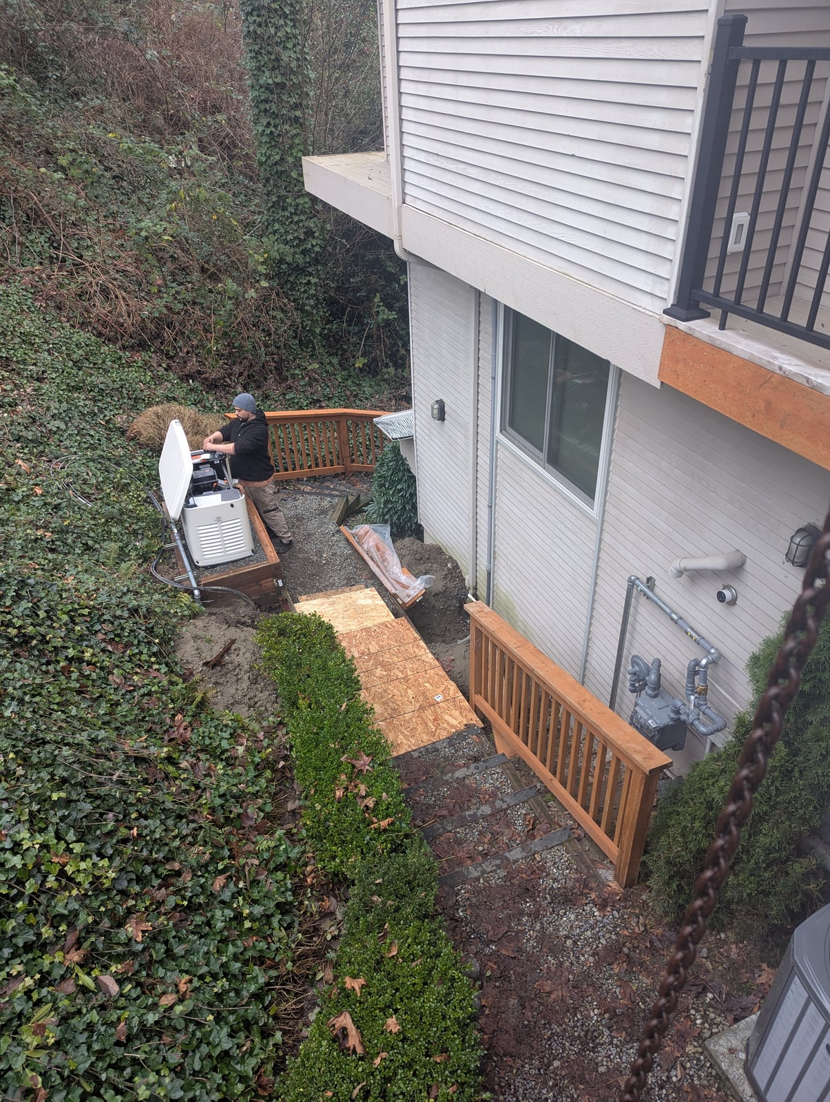Puget Sound Gas technician during standby generator and gas line installation in Western Washington